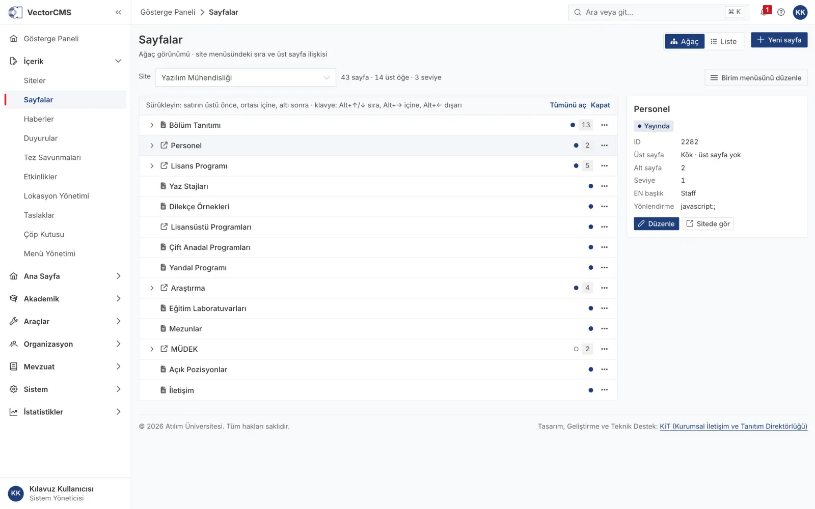 Page tree: menu order by drag and drop.